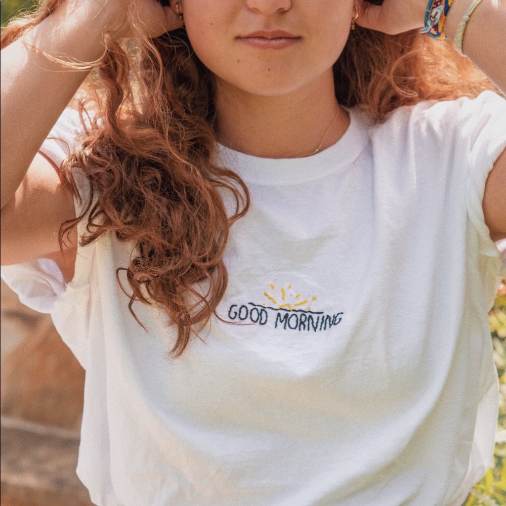 ‘Good Morning’ Handmade Embroidered Tee